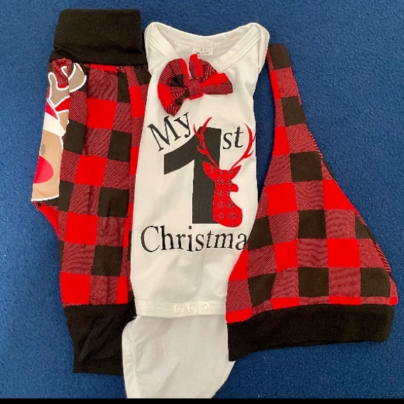 Pajama Set - My 1st Christmas 3 Piece Pajama Set. Size 0-3 Months. NWOT - Picture 3 of 4